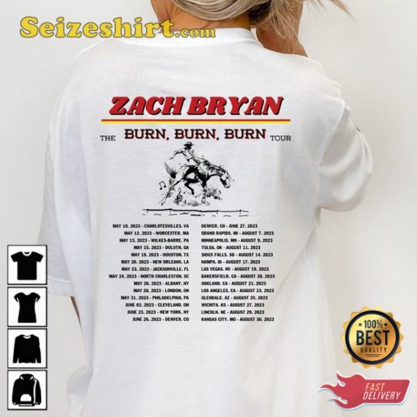 Burn Burn Burn Tour Zach Bryan 2023 Country Music Western Unisex Shirt