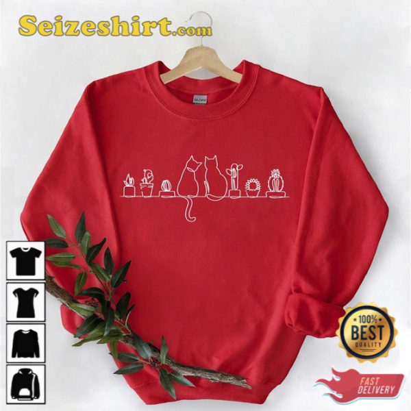 Cats and Plants Sweatshirt Cat Lover Gift