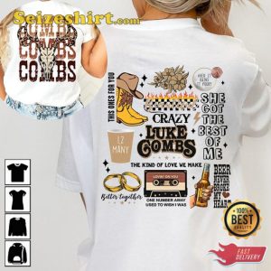 Combs Bullhead 2 Side Country Music Luke Combs World Tour Fan Gift Tee