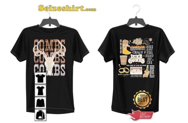 Combs Bullhead 2 Side Country Music Luke Combs World Tour Fan Gift Tee