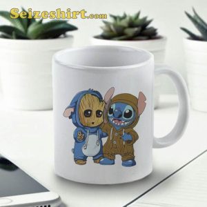 Cute Groot And Stitch Coffee Tea Ceramic Mug