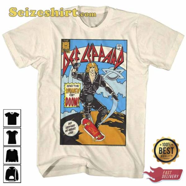 Def Leppard Comic Natural Adult T-Shirt