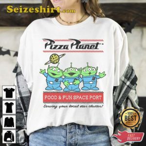 Disney Pixar Toy Story Aliens Pizza Planet Pastel Logo T-Shirt