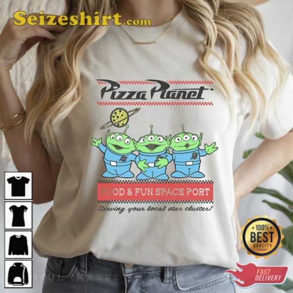 Disney Pixar Toy Story Aliens Pizza Planet Pastel Logo T-Shirt