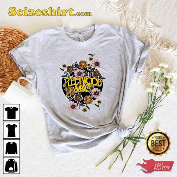 Fleetwood Mac Floral Band Graphic Rock And Roll T-Shirt