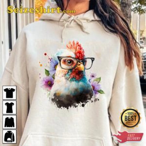 Funny Easter Chicken with Glasses Cute Easter Hoodie