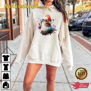 Funny Easter Chicken with Glasses Cute Easter Hoodie