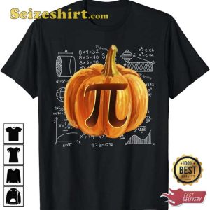Funny Pumpkin Pie Halloween Thanksgiving Math Teacher Pi Day T-Shirt