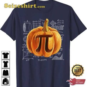Funny Pumpkin Pie Halloween Thanksgiving Math Teacher Pi Day T-Shirt