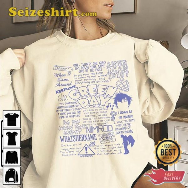 Green Day Doodle Art Lyric Album Song Music T-Shirt