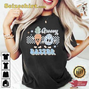 Groovy Easter Cute Carrot Graphic Tshirt