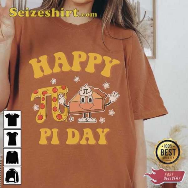 Groovy Happy Pi Day Mathematics Math Teacher Pi Day T-Shirt