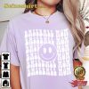 Groovy Smiley Baseball Mom Crewneck T-shirt For Women