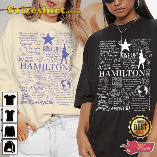 Hamilton Musical Doodle Art Lyric Album Song Music T-Shirt