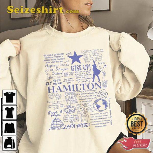 Hamilton Musical Doodle Art Lyric Album Song Music T-Shirt