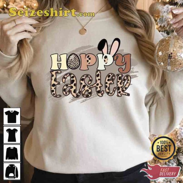 Happy Easter Bunnies Leopard Sweatshirt