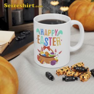Happy Easter Day Cute Bunny With Eggs Mug