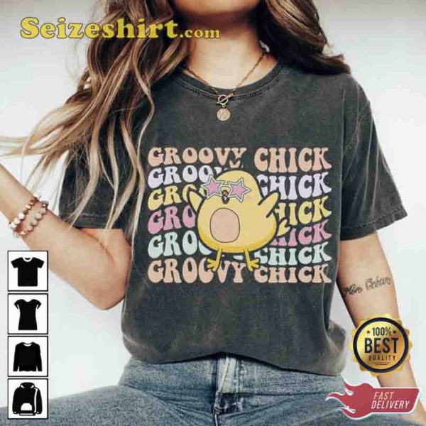 Happy Easter Day Groovy Chick Shirt