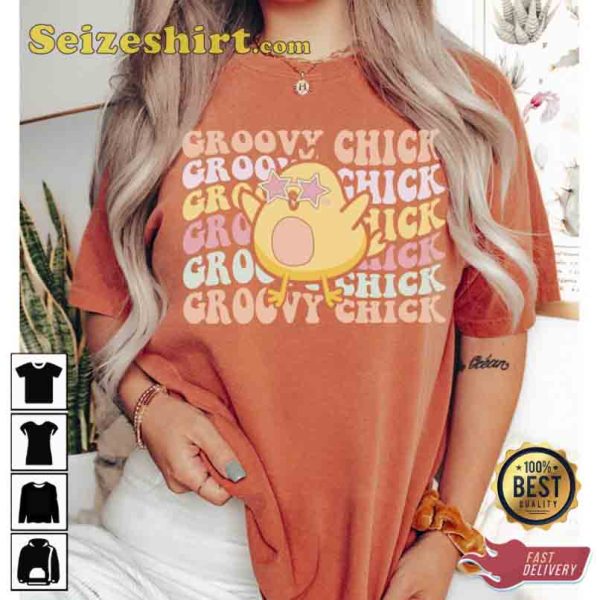 Happy Easter Day Groovy Chick Shirt