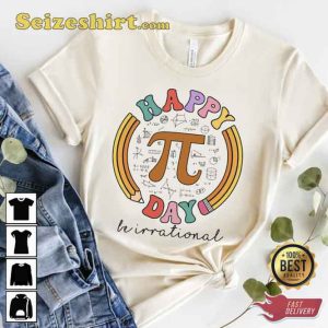 Happy Pi Day Rainbow Groovy Teacher Shirt