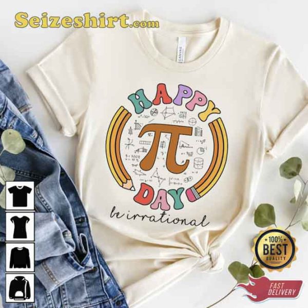 Happy Pi Day Rainbow Groovy Teacher Shirt