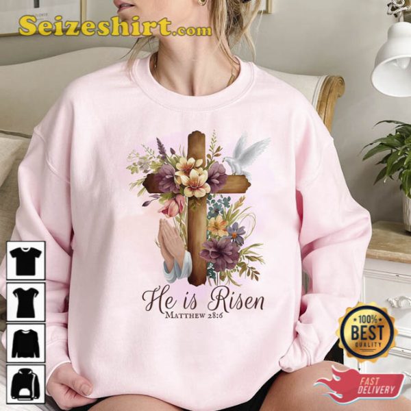 He Lives Tshirt Jesus Shirt Christian Apparel Bible Verse Flower Easter