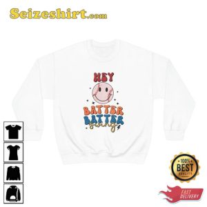 Hey Batter Swing Baseball Smiley Face Sport Game Day Sweatshirt