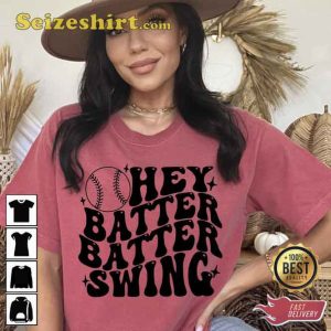 Hey Batter Swing Screen Print Transfer T-shirt