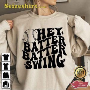 Hey Batter Swing Screen Print Transfer T-shirt