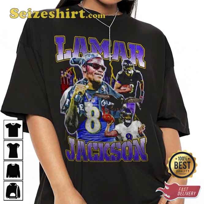 Lamar Jackson Baltimore Football 90s Vintage T-shirt Unisex Gift Fan All  Size