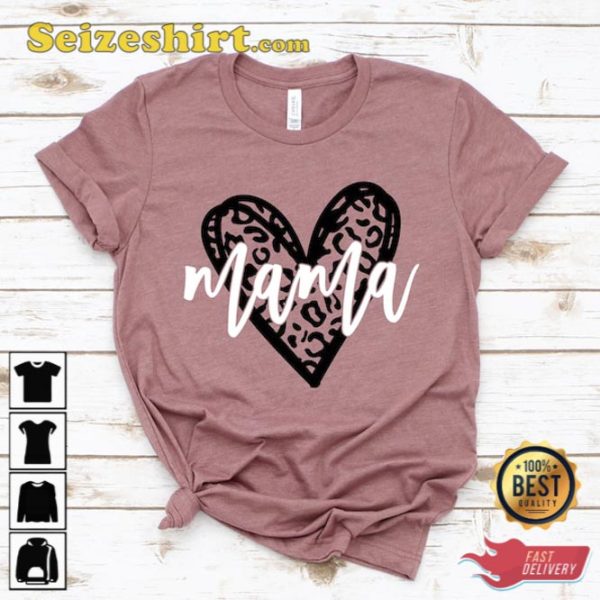 Leopard Heart Mama Shirt Gift For Mom