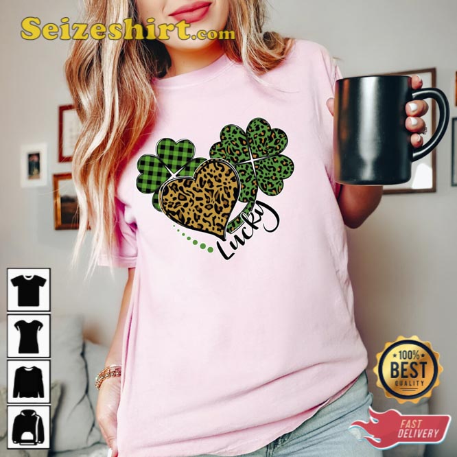 Leopard Lucky Shamrock Shirt St Patricks Day Tee