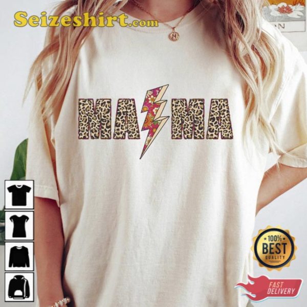 Leopard Mama Lightning Vintage Retro Shirt Great Mothers Day Gift