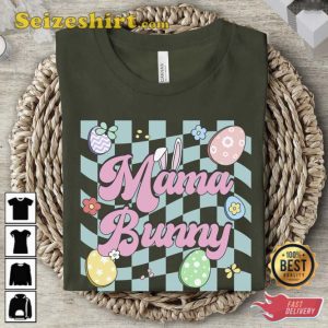 Mama Bunny Checkerboard Groovy Shirt Happy Mothers Day
