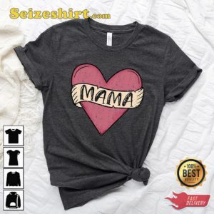 Mama Retro Heart Shirt Mothers Day Gift