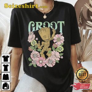 Marvel Guardians Of The Galaxy Groot Floral Dance Poster T-Shirt