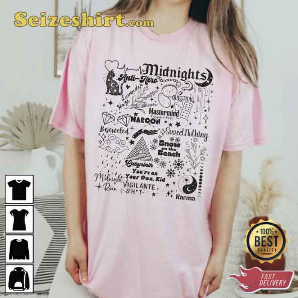 Midnights Track List Comfort Color Shirt