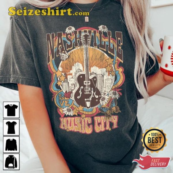 Nashville Music City Tennessee Vintage Inspired Unisex Tee Shirt