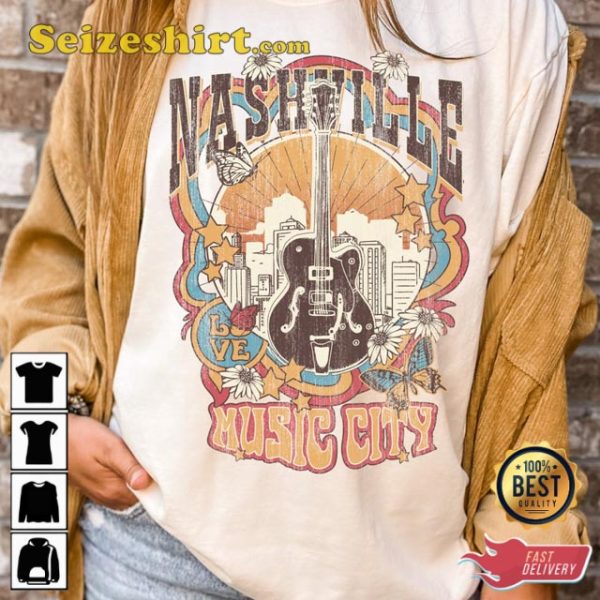 Nashville Music City Tennessee Vintage Inspired Unisex Tee Shirt