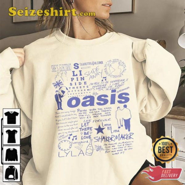 Oasis Doodle Art Lyric Album Song Music T-Shirt