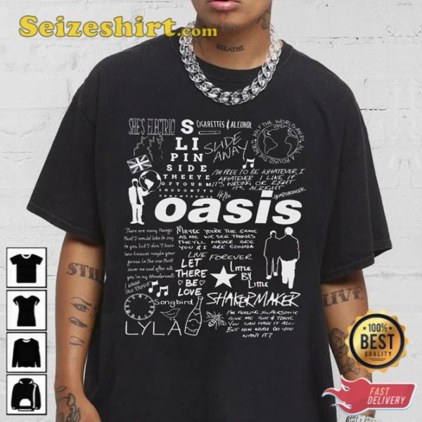 Oasis Doodle Art Lyric Album Song Music T-Shirt