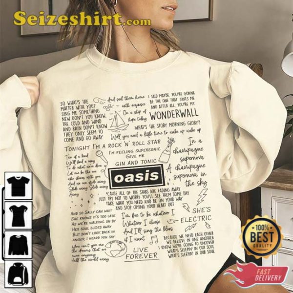 Oasis Lyric Album Song Music T-Shirt