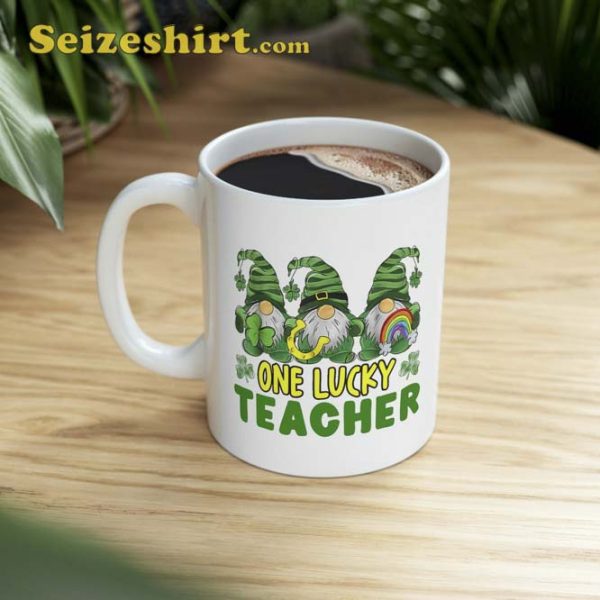 One Lucky Teacher Gnomes Happy St Patrick’s Day Gnome Irish Mug