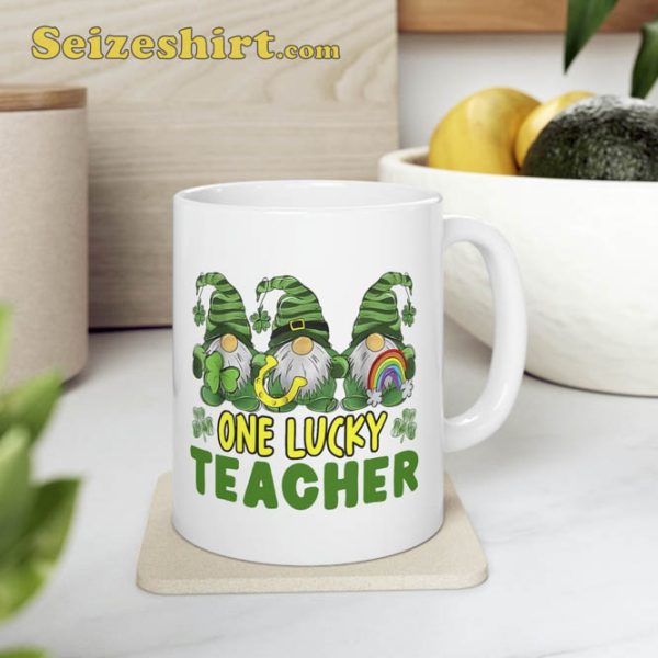 One Lucky Teacher Gnomes Happy St Patrick’s Day Gnome Irish Mug