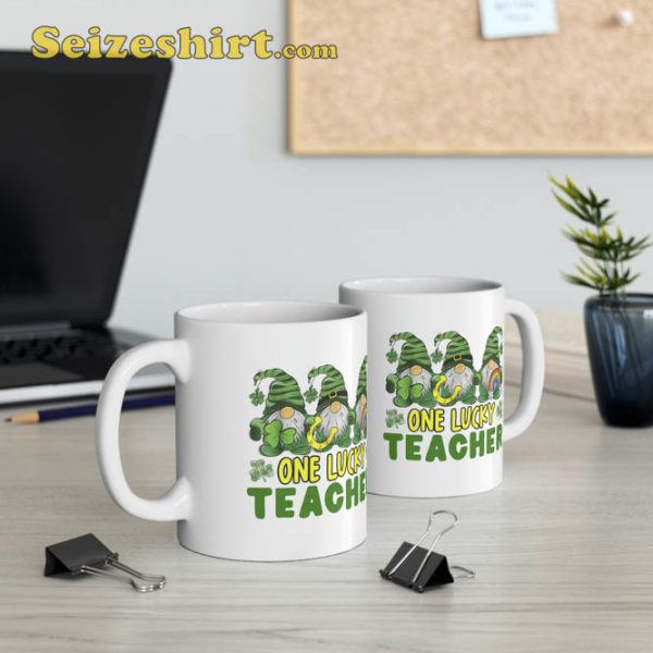 One Lucky Teacher Gnomes Happy St Patrick’s Day Gnome Irish Mug