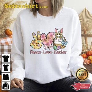 Peace Love Easter Heart Tee Bunny Shirt
