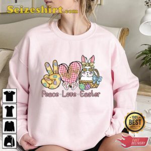 Peace Love Easter Heart Tee Bunny Shirt