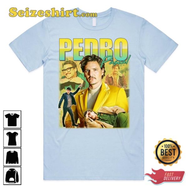 Pedro Pascal Movie Icon Vintage 90s Actor Gift Unisex Tee Shirt