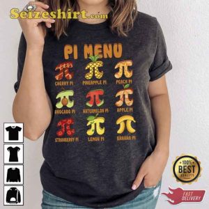 Pi Menu Shirt Math Teacher Appreciation Gift
