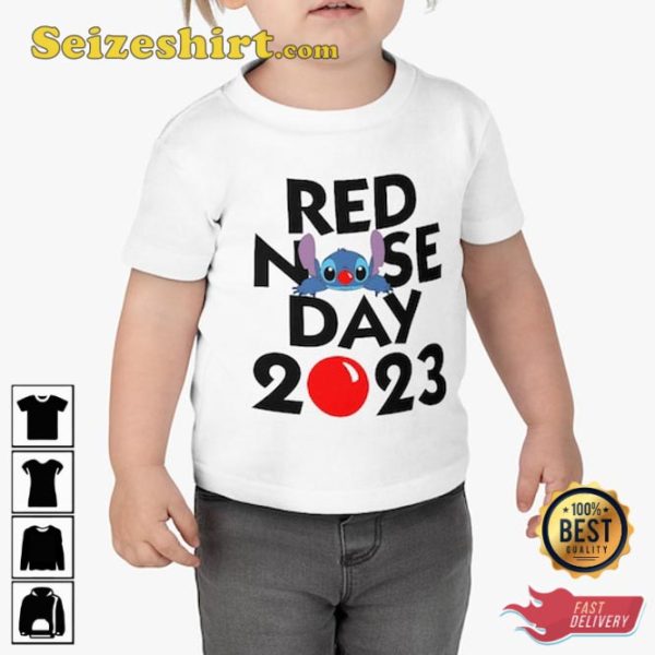 Red Nose Day Stitch Cute 2023 Unisex Printed T-Shirt